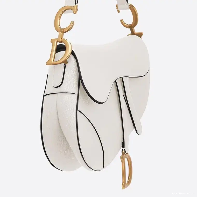 Cheap Bag Dior Calfskin Saddle White Grained 0509 Hot Sale